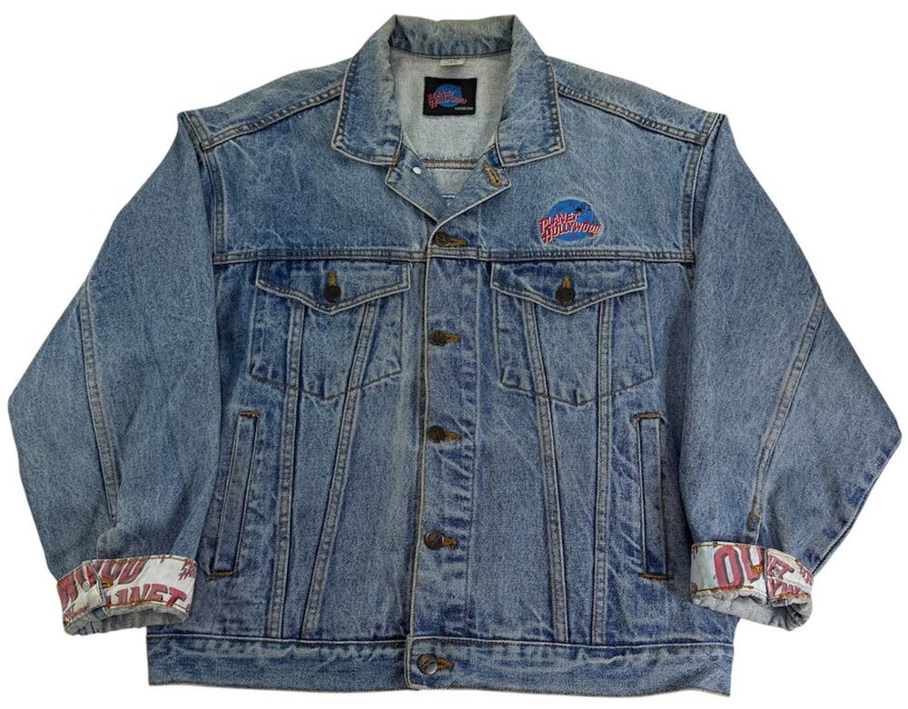 Vintage 90s Planet Hollywood Denim Jacket Women's Medium Beverly Hills
